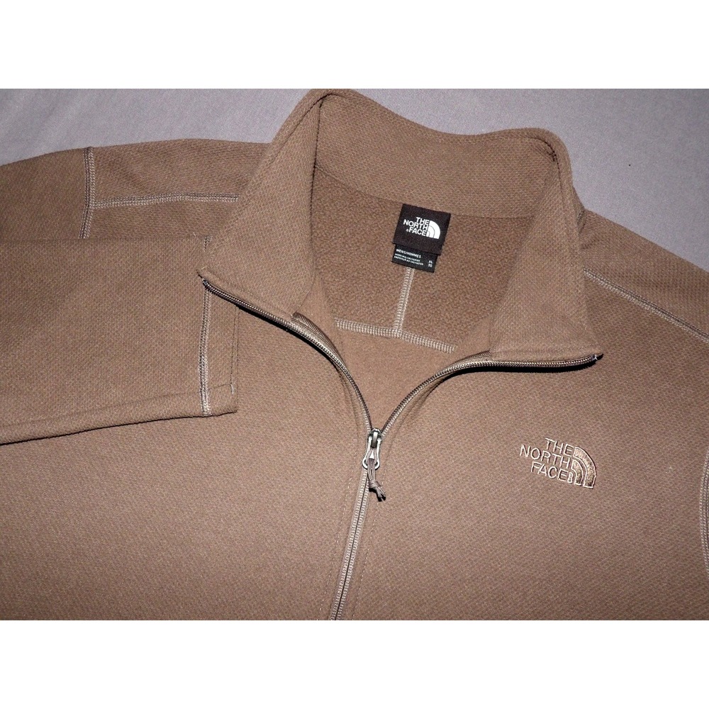 The North Face Brown Waffle Knit Collared 1/4 Zip Fleece Jacket Men's XL